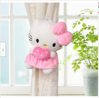 2PCS Cute Hello Kitty Curtain Elastic Plush Curtain Buckle Home Decor Gift￥#