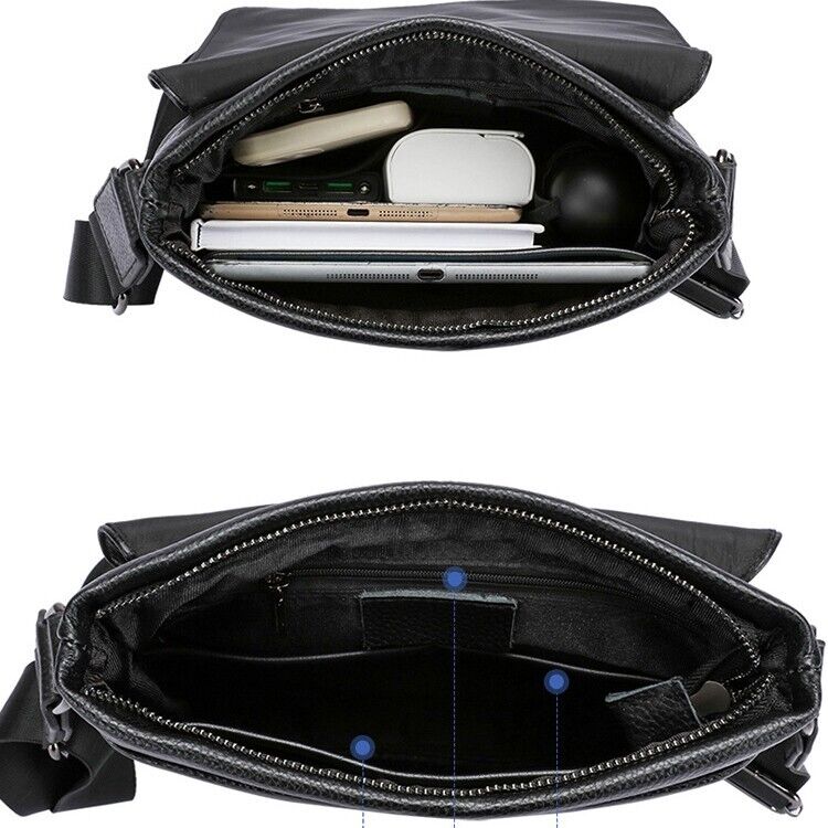 Top Cow Leather Black Men's Bag, Luxury Sling Shoulder Messnger Bags Crossbody
