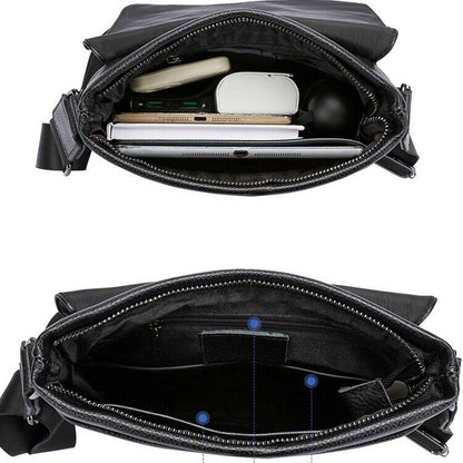 Top Cow Leather Black Men's Bag, Luxury Sling Shoulder Messnger Bags Crossbody