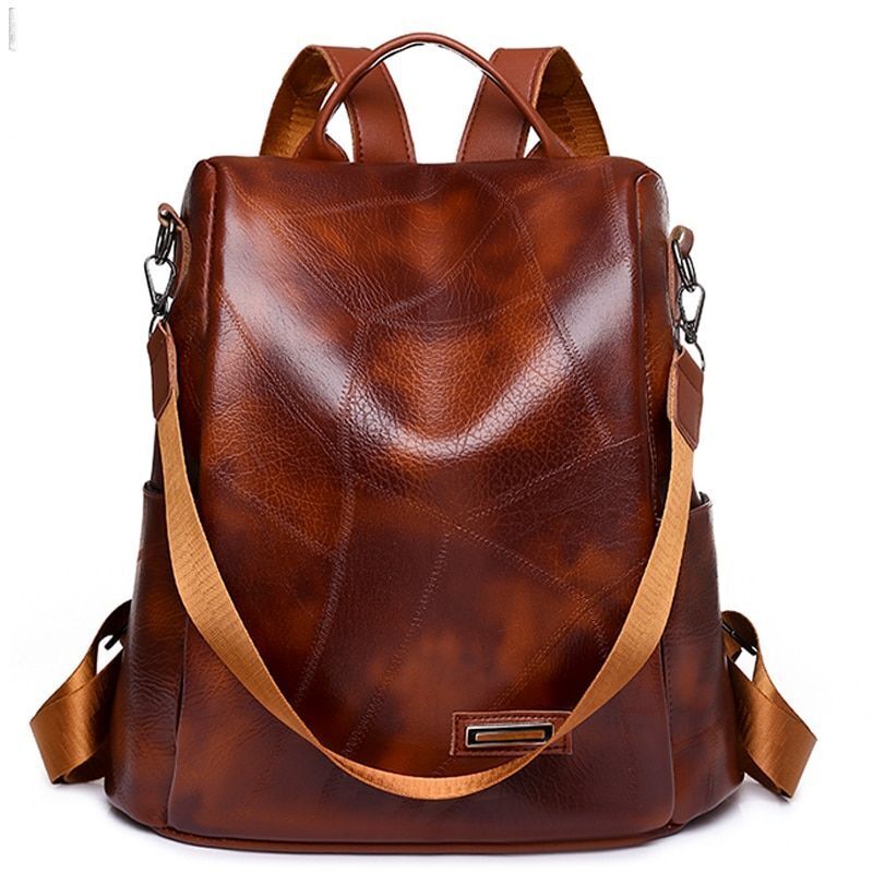 Leather Backpack Luxury Shoulder School Bag Anti Theft Backpack 31*13*31 CM Red