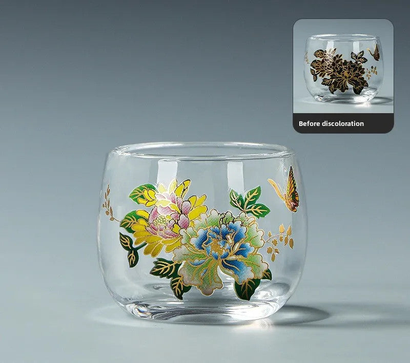 95ml Exquisite Glass Change Color Kung Fu Tea Cup Household Hand-drawn Guest Cup