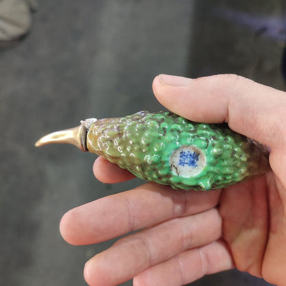 Chinese Porcelain Snuff Bottle Ceramics Balsam Pear Bitter Gourd Statue Painting