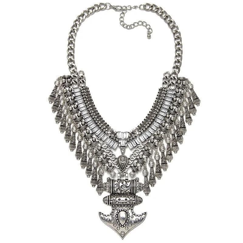Bohemian Necklace Vintage Choker Ethnic Statement Large Collar Pendant Gypsy