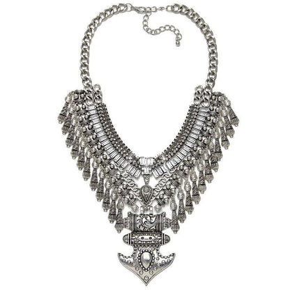 Bohemian Necklace Vintage Choker Ethnic Statement Large Collar Pendant Gypsy