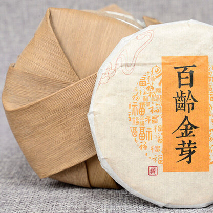 Cooked Tea Cake Bailing Golden Bud Cooked Cake 100g Yunnan Pu-Erh Tea-