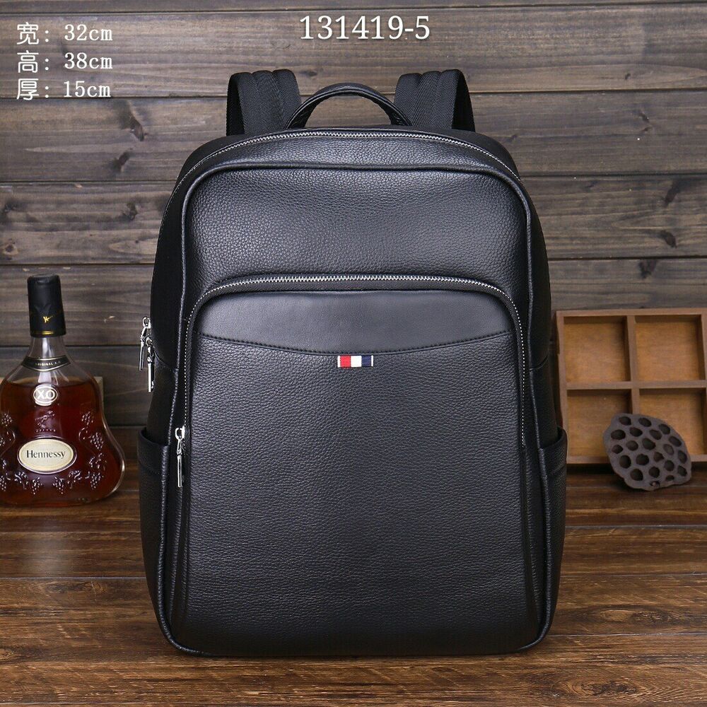 Top Cow Leather Black Men's bag, Soft Leather Large Capacity Backpack Travel Bag