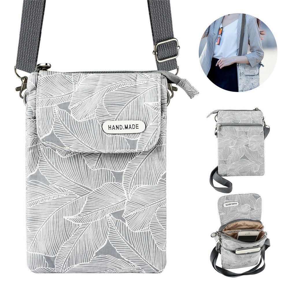 5-layer Mobile Phone Bag Tote Case Shoulder Purse Pouch Wallet Purple Gray Blue