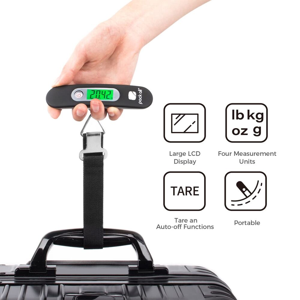 pack all 110 Lbs Luggage Scale, Digital Handheld Baggage Black