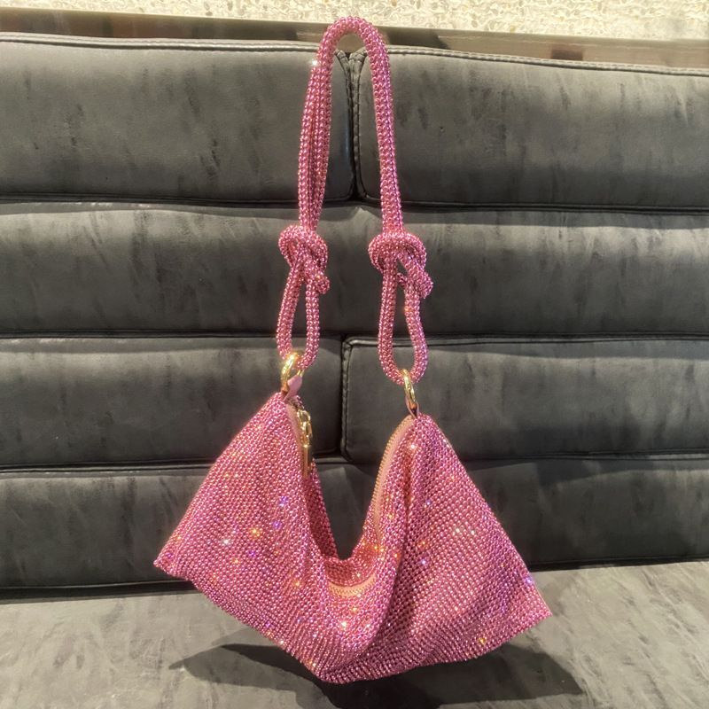 Hobo Shoulder Bag Handle Shining Rhinestone Evening Clutch Purse Crystal Handbag