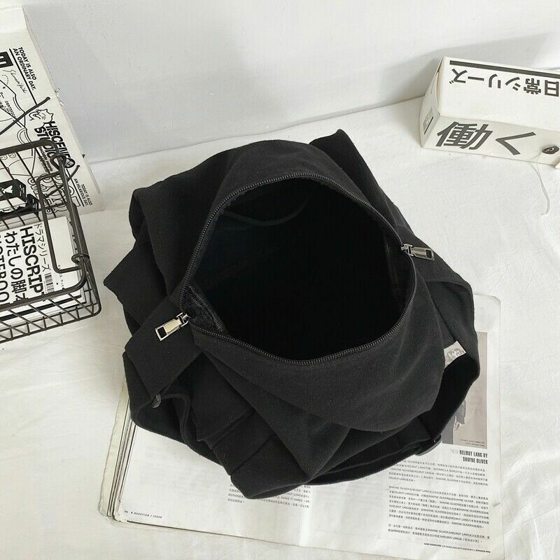 Portable Large Capacity Packages Solid Black Nylon Shoulder Bags Travle Bags