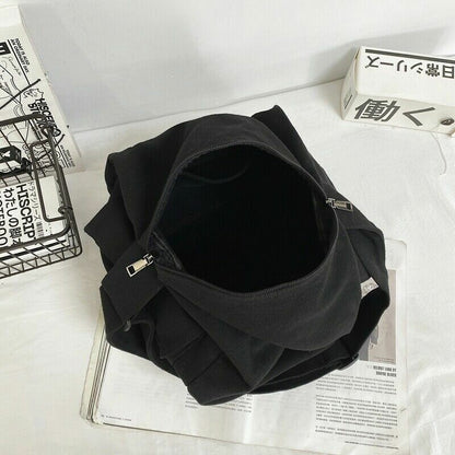 Portable Large Capacity Packages Solid Black Nylon Shoulder Bags Travle Bags