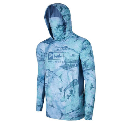 2023 New Men Hooded Fishing Shirt + Men Face Cover Fishing Outdoor Summer
