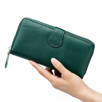 Genuine Cow Leather Long Wallets Coins Purses Clutches Bags Handbag Card Holders