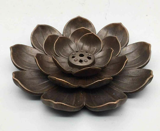 China Porous Aromatherapy Stove Tibet Buddhism Bronze Lotus Flower Insert Statue