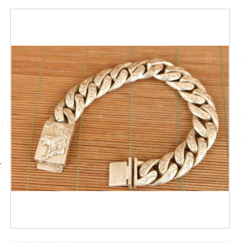 Rare Chinese tibet silver hand cast tiger figure Statue bracelet man jewel gift