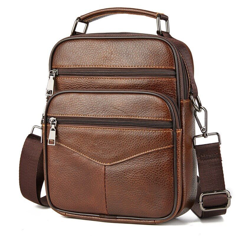 Men Genuine Leather Handbag Male Shoulder Bag Cowhide Leather Bag Men's Tote