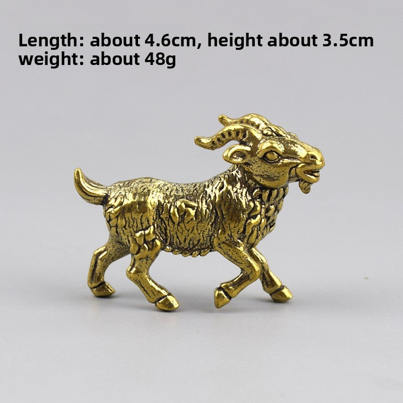 1Pc Retro Brass Twelve Chinese Zodiac Ornament Desktop Handicraft Tea Pet