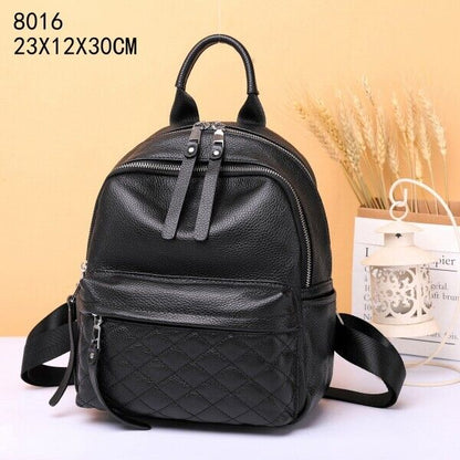Top Cow Leather Black Backpack, Soft Leather Women's rucksack Travel Bag