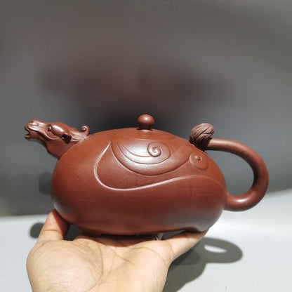 Vintage Chinese Yixing Purple Clay Teapot Zisha Ceramic Carving Nice Teaware Art