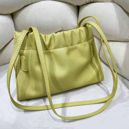 Real Leather Oversized Buckle Scrunchy Soft Ruched Clutch Shoulder bag Crossbody