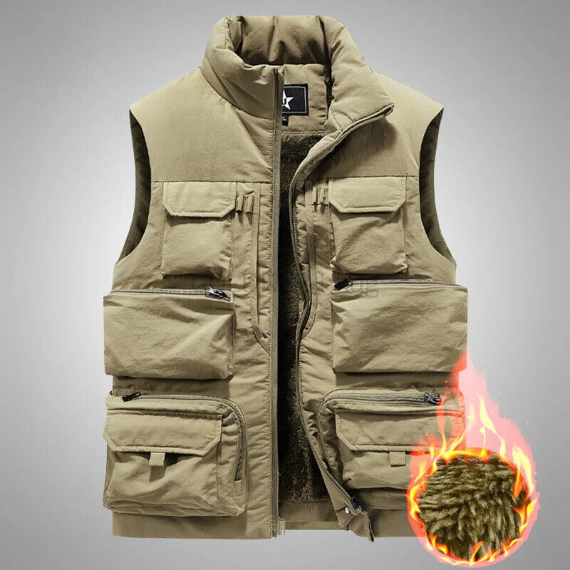 Men's Vest Coat Sleeveless Jacket Waistcoat Workwear Tops Cargo Vest Windbreaker