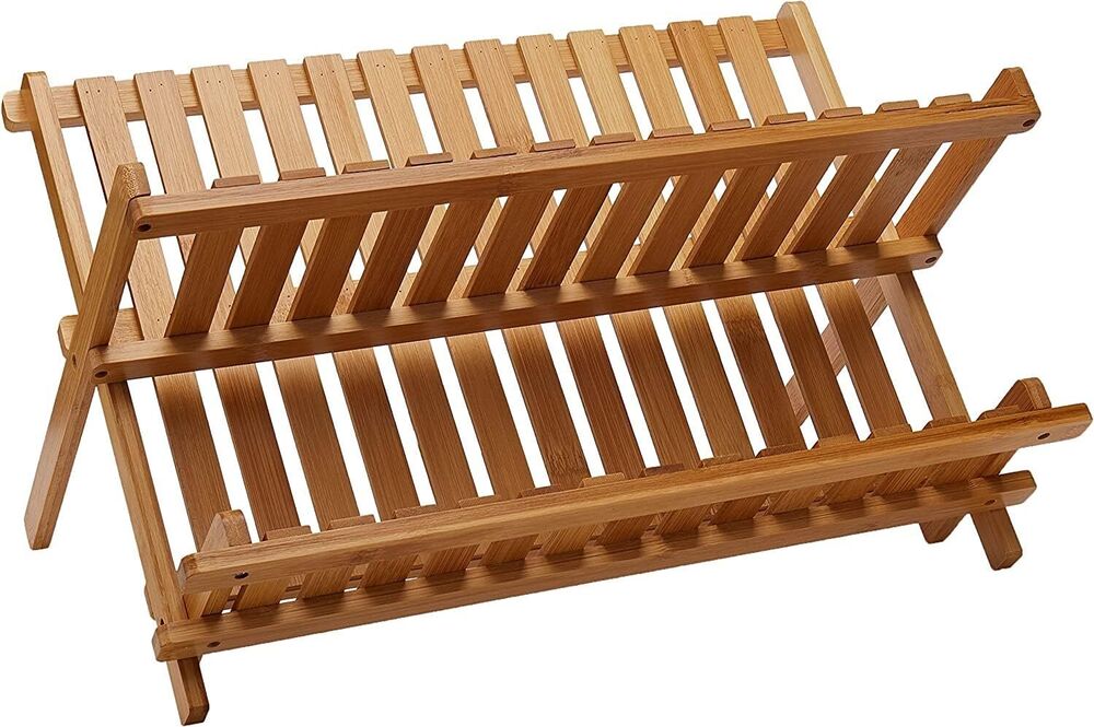 Wood Storage Basket for Kitchen Flatware Holder with Metal Clips 2-Compartment