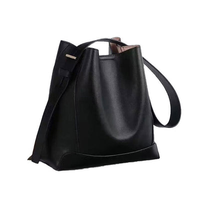 Large Capacity Crossbody PU Leather Single Bag Bucket Shoulder Bag Handbag