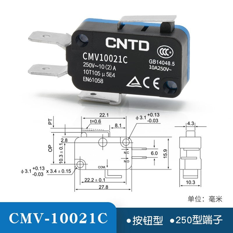 20pcs CNTD Limit Switch CMV10 Micro Button Long Handle Open Limit Sensor Roller