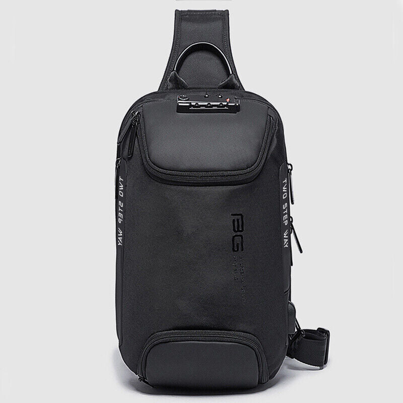Men's Sling Backpack Oxford cloth Waterproof&Anti-theft Crossbody Bag USB Port