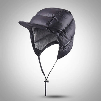 Men Hats Duck Down Windproof Peaked Thermal Waterproof Earflaps Warm Fleece Caps
