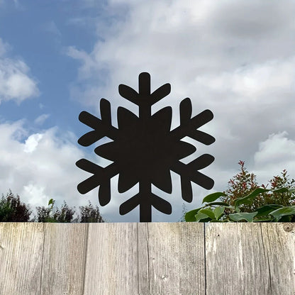 Snowflake Metal Silhouette Garden Stake Christmas Decor, Fence, Lawn, Garden