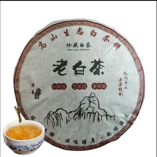 350g Fuding High Mountain Bai Cha Cake Shou Mei High Quality Wild Aged White Tea