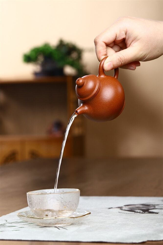 150cc chinese Yixing Handmade Zisha teapot Zhuni QiuShui Gongfu Hu Tea Pot