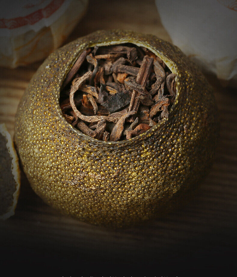 China Peel ChenPi Citrus favoured Little Green Mandarin Orange Pu'er Tea cake