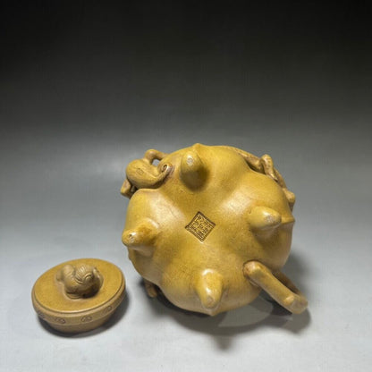 vintage chinese yixing purple clay teapot zisha ceremony carving Collectible art