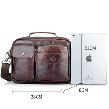 100% Genuine Leather Men's Handbag 11" Crossbody Shoulder Bag Business Messenger