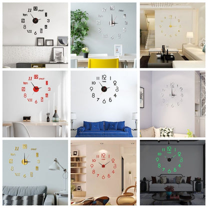 DIY Wall Clocks Creative Acrylic Punch-Free Luminous Living Room Home Decor 16in