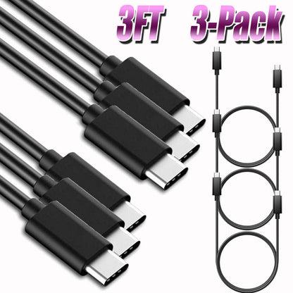 3 Pack USB-C to USB-C Cable Fast Charger Cord For T-Mobile Revvl 4 Plus Revvlry+