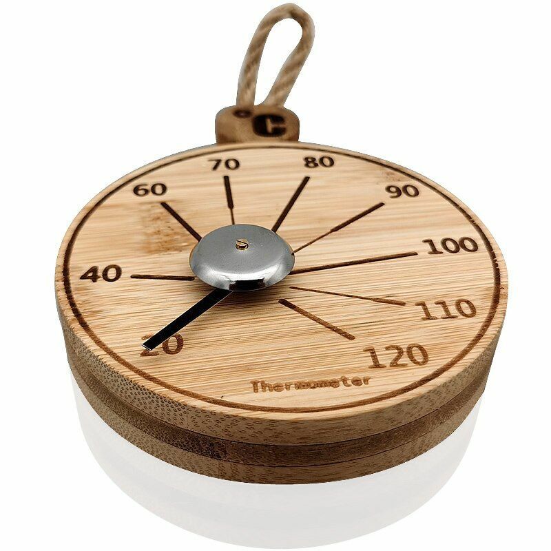 Sauna Thermometer Hygrometer Celsius Temperature Measurements Durable Bamboo 4"