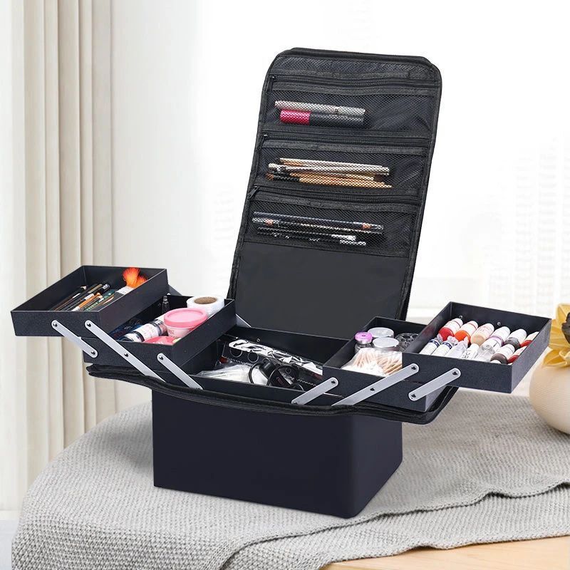 Large Make Up Bag Multi-layer Embroidery Cosmetics Storage Case Toiletry Bag 1PC