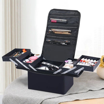 Large Make Up Bag Multi-layer Embroidery Cosmetics Storage Case Toiletry Bag 1PC