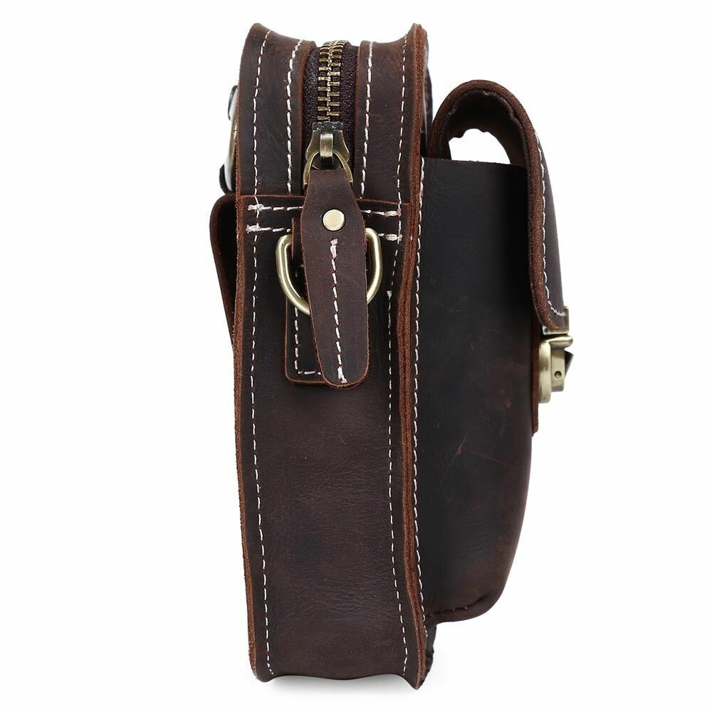 Men's New Rustic Leather Waist Bag Fanny Pack Belt Bag Pouch Small Shoulder Bag