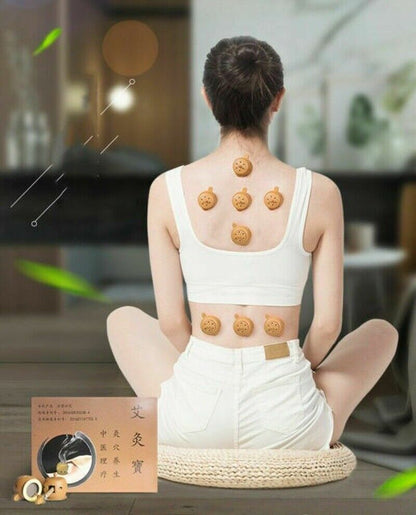 Moxibustion Pots Moxibustion box 艾灸宝 (艾壶x8 + 艾柱x100 + 海绵贴x96) 艾灸罐祛风除湿