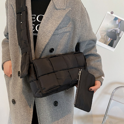 Winter Woven Cotton Women Crossbody Bag Down Shoulder Bags Women Space Handbags