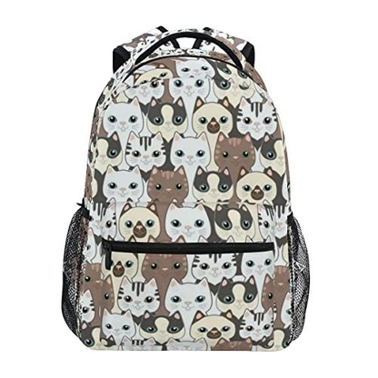 Cute Cat Backpack for Kids Cartoon Kitten Bookbag One Size,