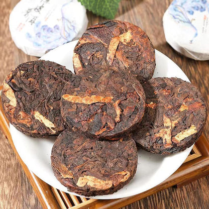 250g Tangerine Peel Puerh Tea Mini Yunnan Ripe Pu-erh Tea Cake Iron Package Gift