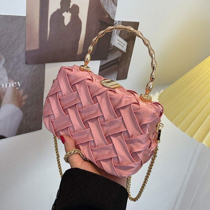 Small Tote Bag With Metal Portable Chain Women's Handbag Shoulder Bag