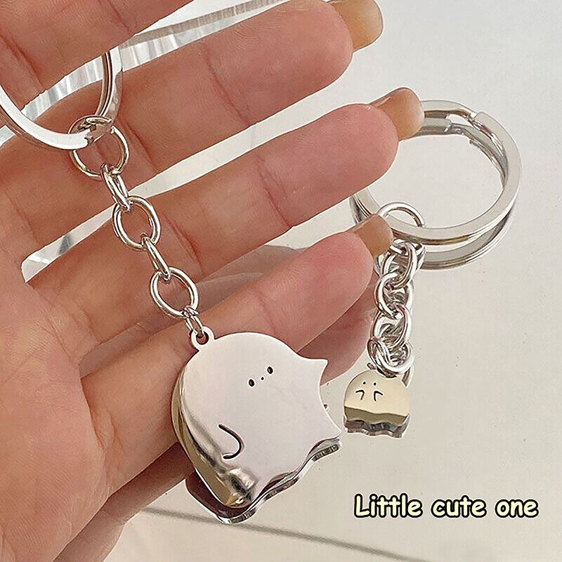 Fashion Cartoon Little Ghost Couple Keychain Pendant Cute Key Ring Bag Jewelry