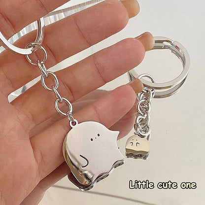Fashion Cartoon Little Ghost Couple Keychain Pendant Cute Key Ring Bag Jewelry