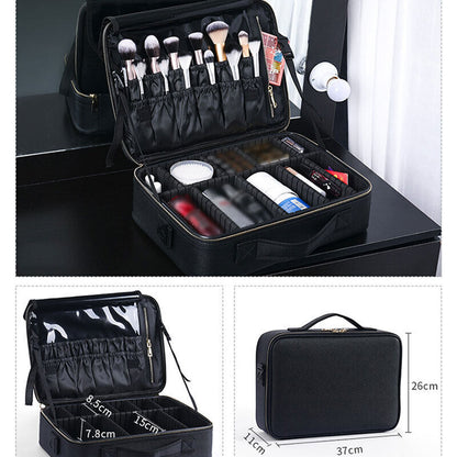 Professional Portable PU Makeup Case Travel Manicure 2 Layers Cosmetics Bags